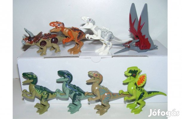 Lego Jurassic World dinoszaurusz figurák 8db dínó figura T-rex Új