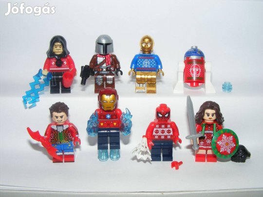 Lego Karácsonyi Szuperhős + Star Wars figurák Karácsony Mikulás 8db Új