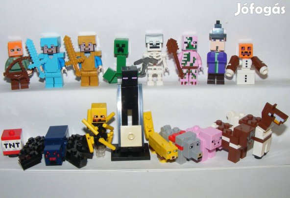 Lego Minecraft figurák Arany Gyémánt Steve Zombi Pigman Enderman Új