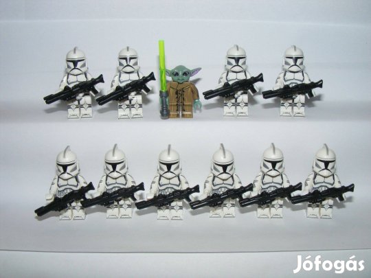 Lego Star Wars figurák Clone Trooper klón katona figura 10db + Yoda