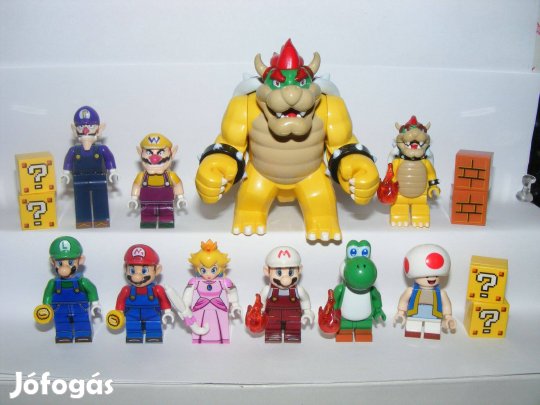 Lego Super Mario figurák Luigi Bowser Yoshi Wario figura 10db Új