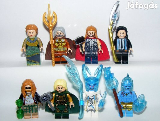 Lego Szuperhős figurák Thor Loki Frigga Odin Jégóriás + Tesseract Új