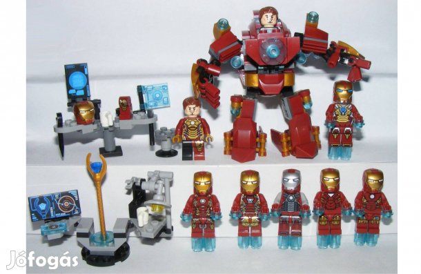 Lego Vasember figura Ironman figurák + Lab Heartbraker 8db + Mech Új