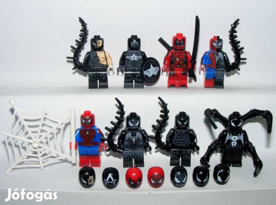 Lego Venom figurák Hybrid Riot Symbiote Pókember 8 figura + 8fej Új