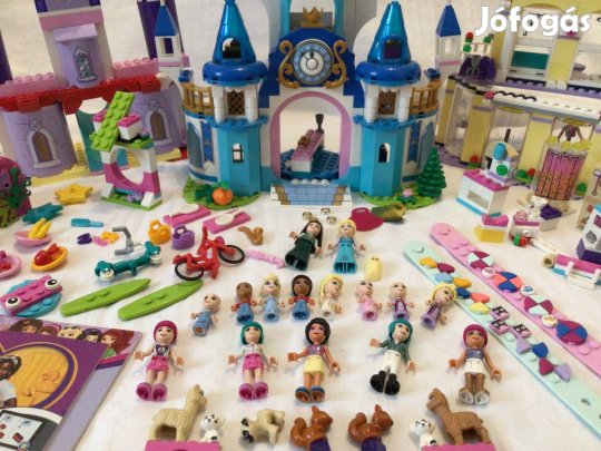 Lego csomag : kastély, bolt, karkötők, figurák, kiegészítők