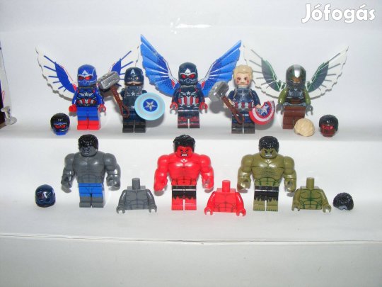 Lego szuperhős figurák Amerika Kapitány Szép új világ Hulk figura 8db