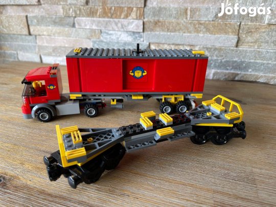 Lego vonat vasut vagon + szallitokamion Lego vasuti vagon kamionnal