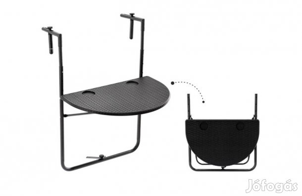 Lehajtható Íves függő asztal erkélyre - 60 x 64 x 83,5 cm