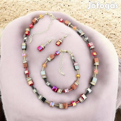 Leila bordó nemesacél nyaklánc Szett