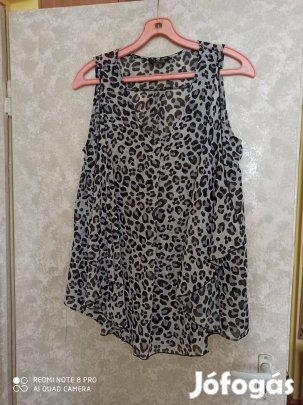 Lenge muszlin leopárdmintás ujjatlan felső 48-as, nagy méretű