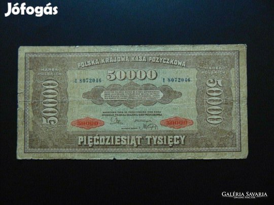 Lengyelország 50000 marek bankjegy 1922 Kép szerint