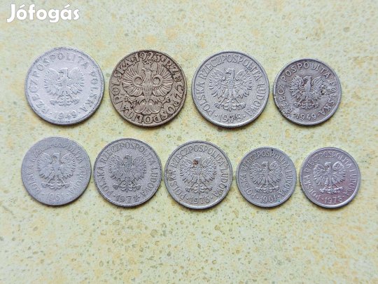 Lengyelország 9 db Különböző Érme 10 20 50 Groszy 1923-1978