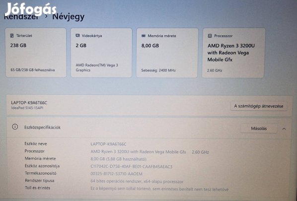 Lenovo Ideapad S145-15API laptop