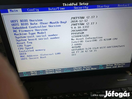 Lenovo Thinkpad E540 kis hibával hiányosan eladó. core i5 4. generáció