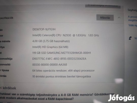 Lenovo Yoga 11e laptop (érintő képernyős) 2in1