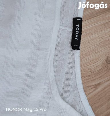 Lenszerű pamut fehér női laza rövidujjú M