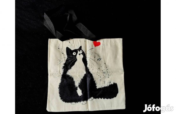 Lenvászon Válltáska Cicás, nagyobb méretű, Új