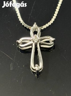 Lenyűgöző ezüst nyaklánc és Medál, valódi brillel