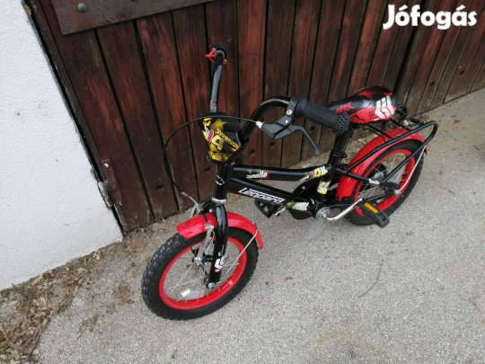 Leopard 14, fekete,piros bicikli