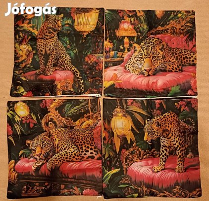 Leopárd mintás trópusi hangulatú párnahuzat szett