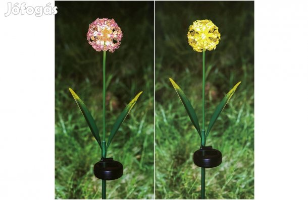 Leszúrható Hortenzia szolár virág - 2 féle - 25 melegfehér LED