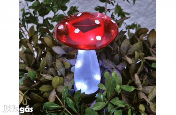 Leszúrható Szolár gomba - 23,5 cm - Napelemes 10 hidegfehér LED