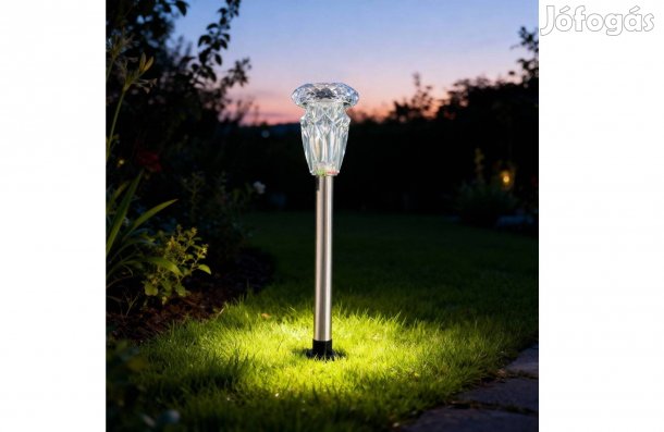 Leszúrható szolár lámpa - 1 x melegfehér - króm - 6 x 38,5 cm