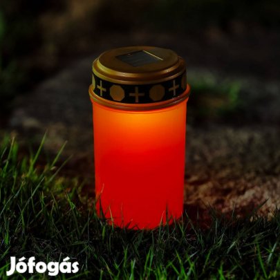 Leszúrható szolár mécses - pislákoló melegfehér LED - 7,3 x 20,5 cm -