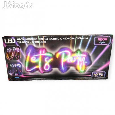 Let's party neon LED feliratlámpa, színes, USB csatlakozással 40 cm