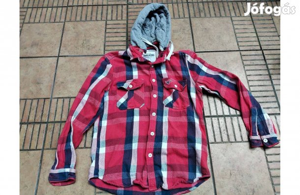 Levehető kapucnis favágó kockás ing pulóver L