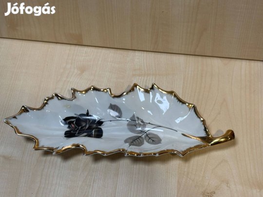 Levél alakú porcelán tálka, dísztárgy