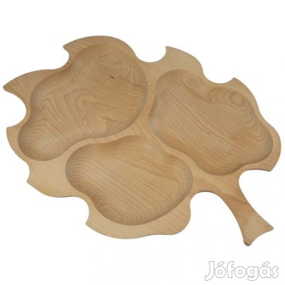Levél formájú bükkfa tálaló