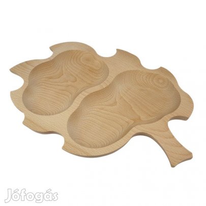 Levél formájú bükkfa tálaló