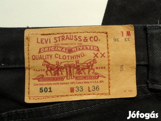 Levis 501 005010000 W33L36 - fekete gombos 33/36 82/105cm