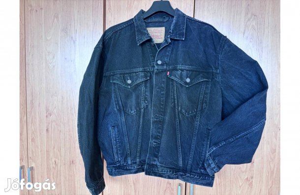 Levis 75525 számú fekete férfi farmer dzseki, farmer kabát "L"-es