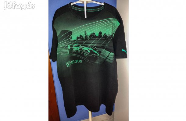 Lewis Hamilton Mercedes Petronas eredeti fekete Puma póló (XL)