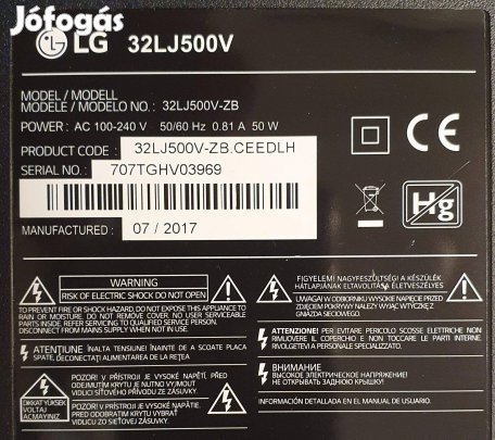 Lg 32LJ500V LED tv panelek mainboard, tcon 32T42-Cok Auo