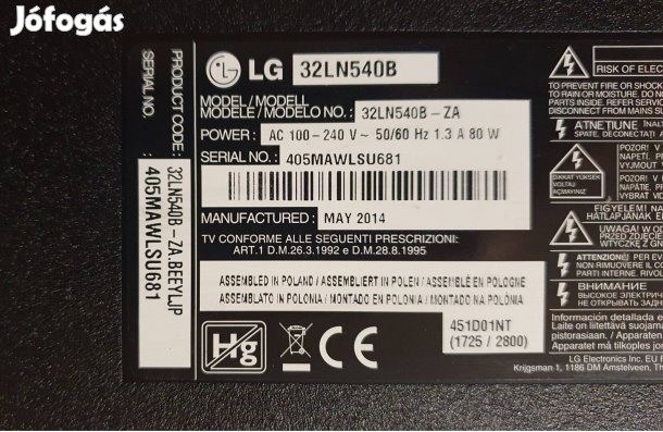 Lg 32LN540B LED tv panelek alkatrésznek eladó