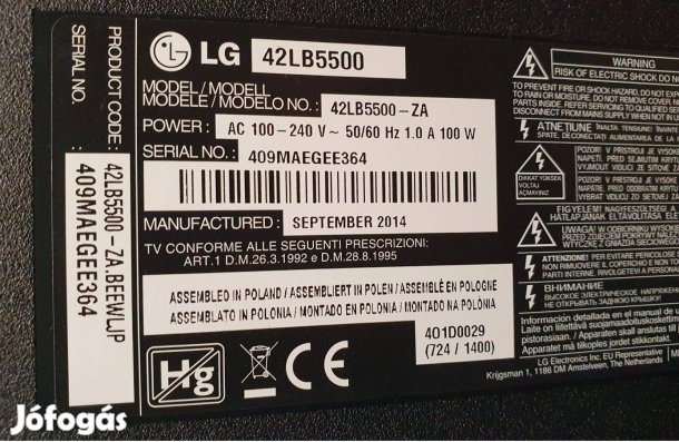 Lg 42lb5500 LED tv panelek eladók! Kijelző elkelt!