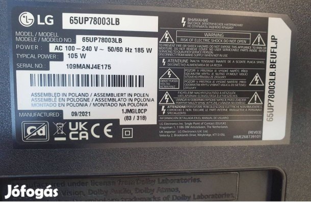 Lg 65UP78003LB LED tv hibás törött alkatrésznek UHD 4K 65UP78003