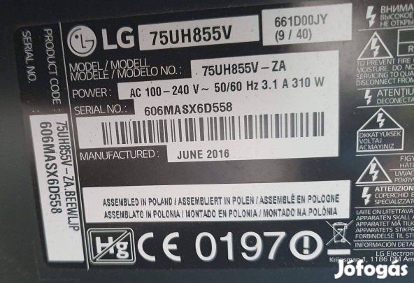 Lg 75UH855V LED tv Tcon panel 6870C-0594C 75uh656t 75UH8550 75SJ955