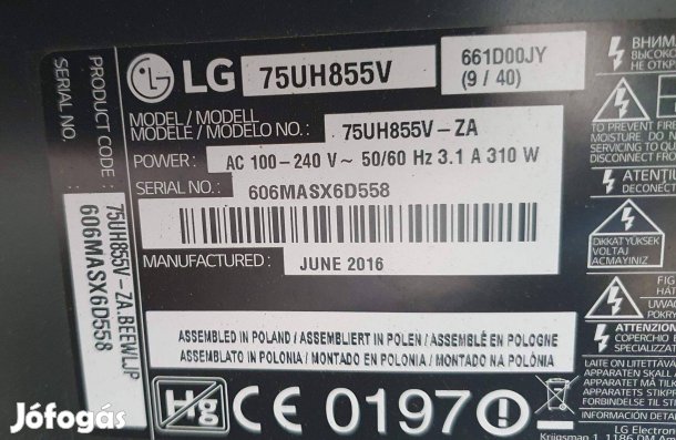 Lg 75UH855V LED tv mainboard LJ6 EAX66845305 (1.1)