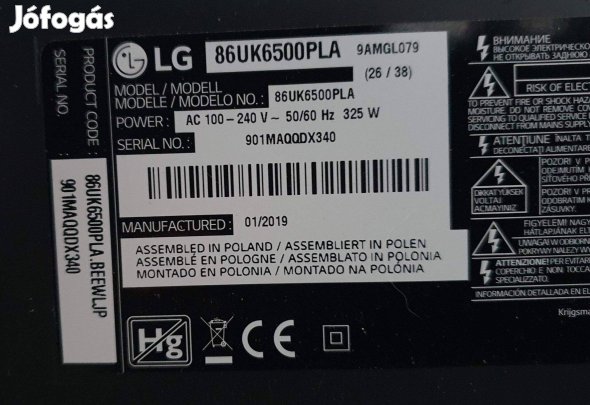 Lg 86UK6500PLA LED tv Tcon board 6870C-0748A