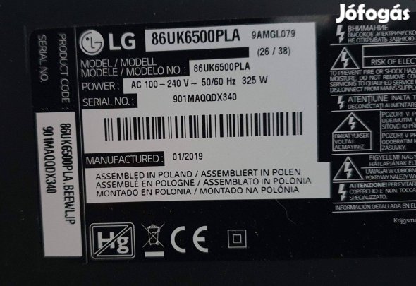 Lg 86UK6500PLA LED tv mainboard EAX67895403 (1.0)