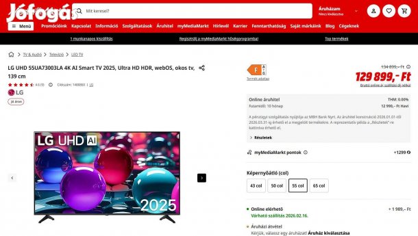 Lg-uhd-55ua73003la-4k-ai-smart-t új, 12000ft eladó