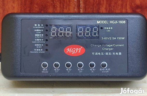 Li-ion, Li-HV, LFP4, Lead-acid, NiMH, akkutöltő, 0.5-8A 150W 1.2V60V
