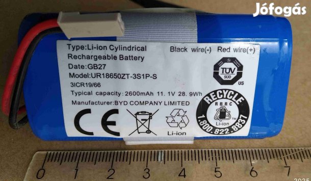 Li-ion akkumulator, model: UR18650ZT-3S1P-S 3ICR19/66