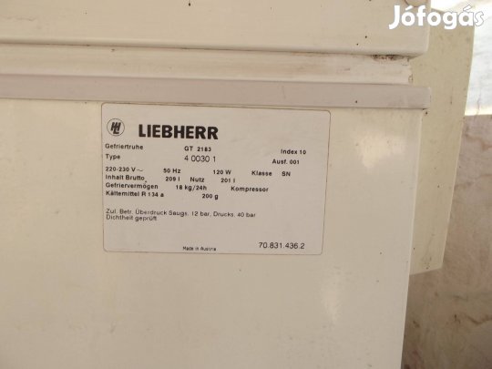 Liebherr 200 Literes mélyhűtőláda jó állapotban eladó
