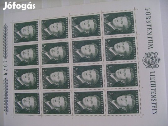 Liechtensteini 1974-es ritka kis ív szép db