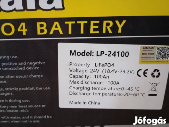 Lifepo4 munka akkumulátor 24v 100ah